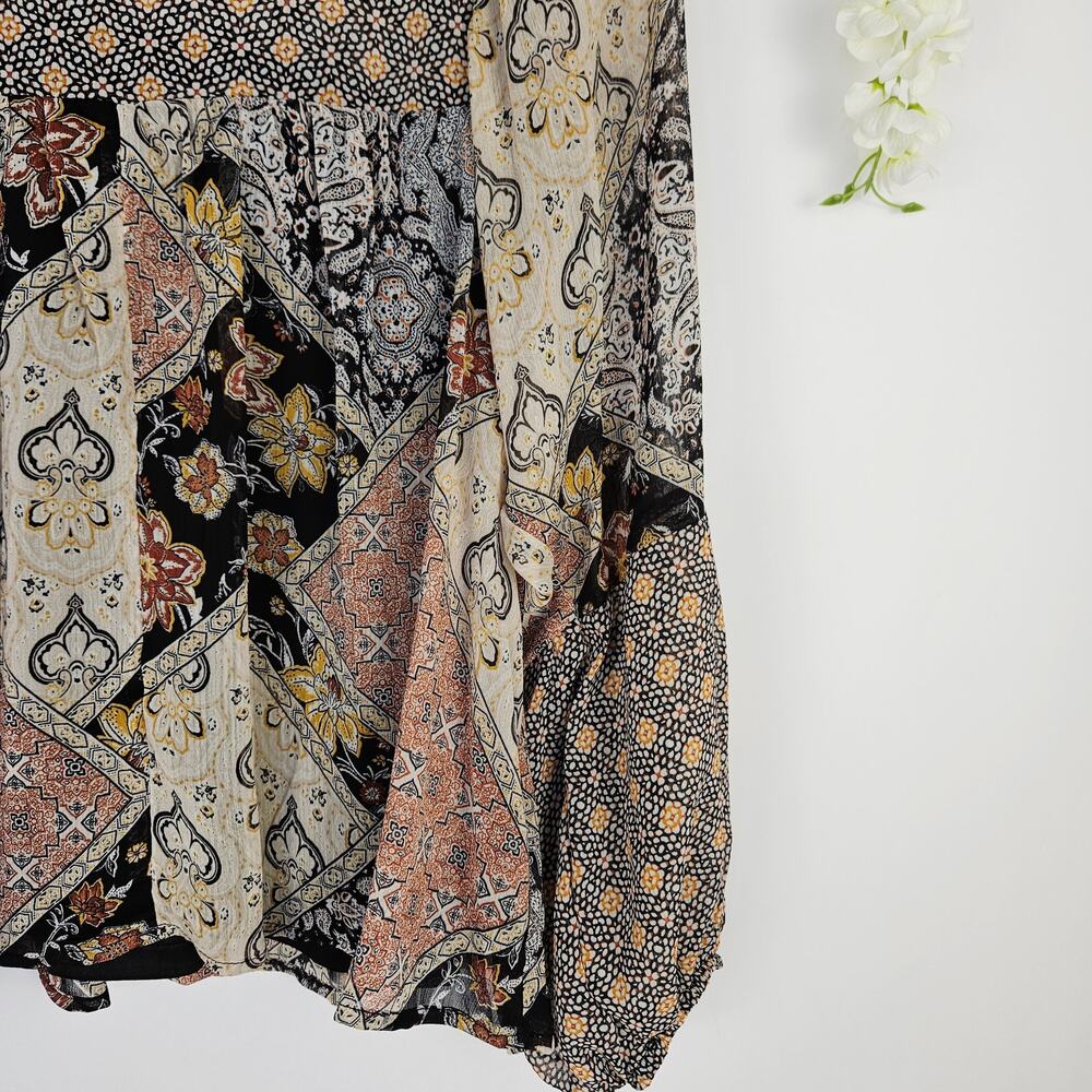 Maurices Medium Boho Patchwork Blouse Bubble Slee… - image 6